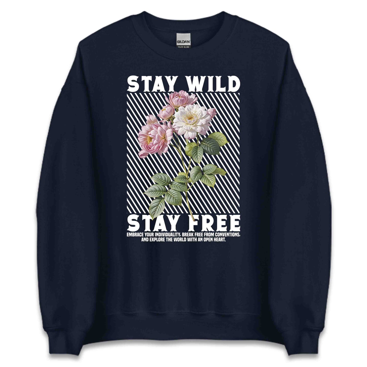 Stay Wild Stay Free Vintage Floral Boho Aesthetic Positive Affirmation | PRODUCT CODE: SYTAWLDFERVN