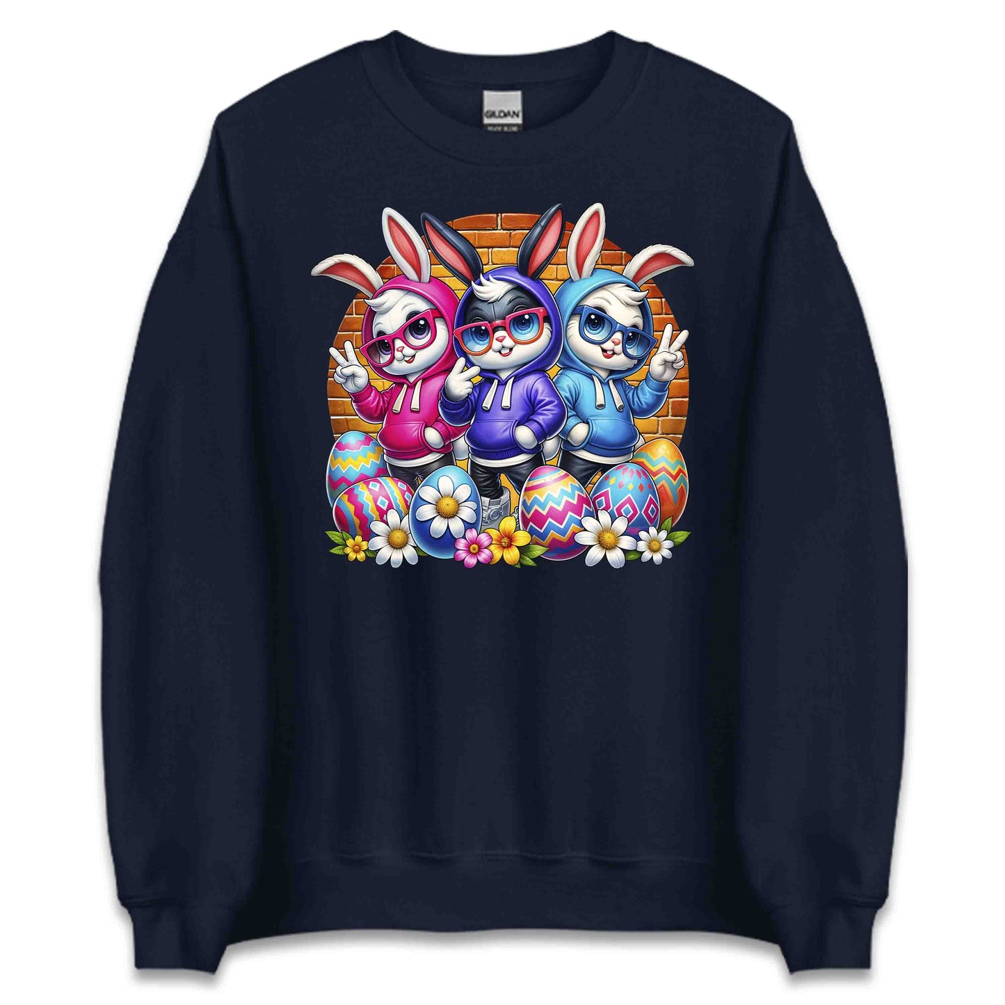 Stylish Bunny Trio Cute Rabbits with Glasses Vibrant Easter Bunnies | PRODUCT CODE: SYTYNBUTROAG