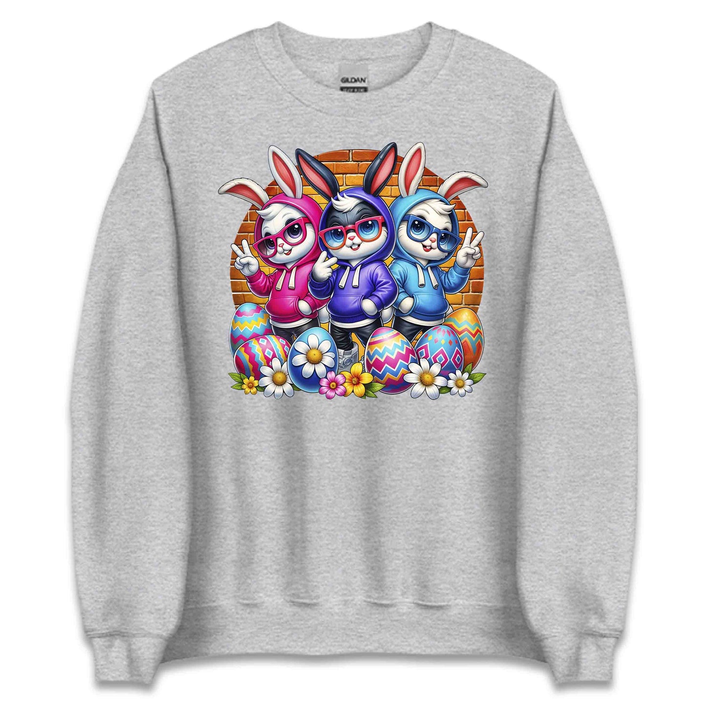 Stylish Bunny Trio Cute Rabbits with Glasses Vibrant Easter Bunnies | PRODUCT CODE: SYTYNBUTROAG
