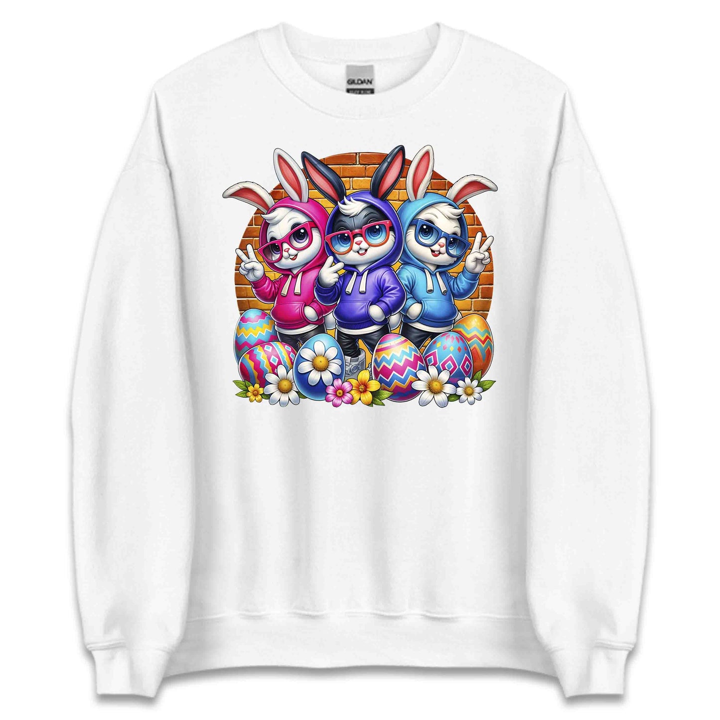 Stylish Bunny Trio Cute Rabbits with Glasses Vibrant Easter Bunnies | PRODUCT CODE: SYTYNBUTROAG