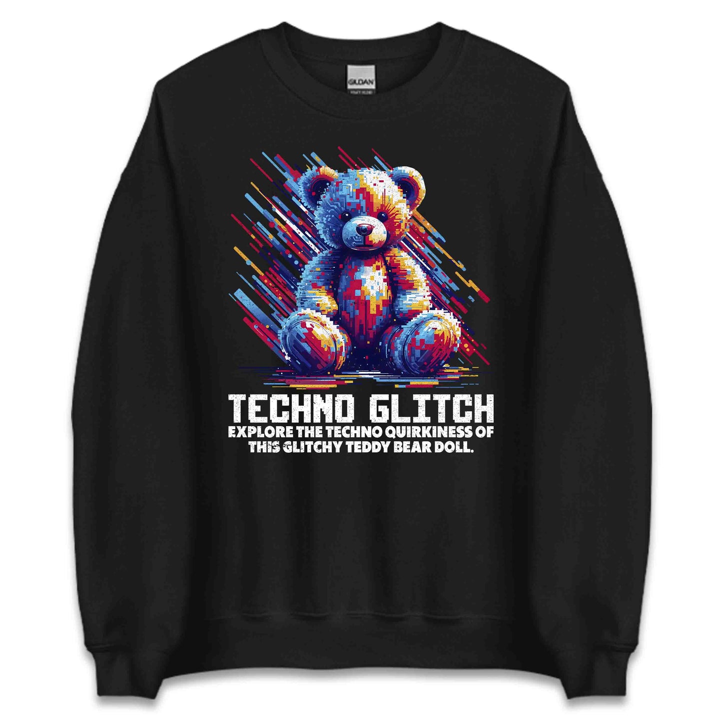 Techno Glitch Teddy Bear Futuristic Pixel Art | PRODUCT CODE: THNCGLIDYBRF