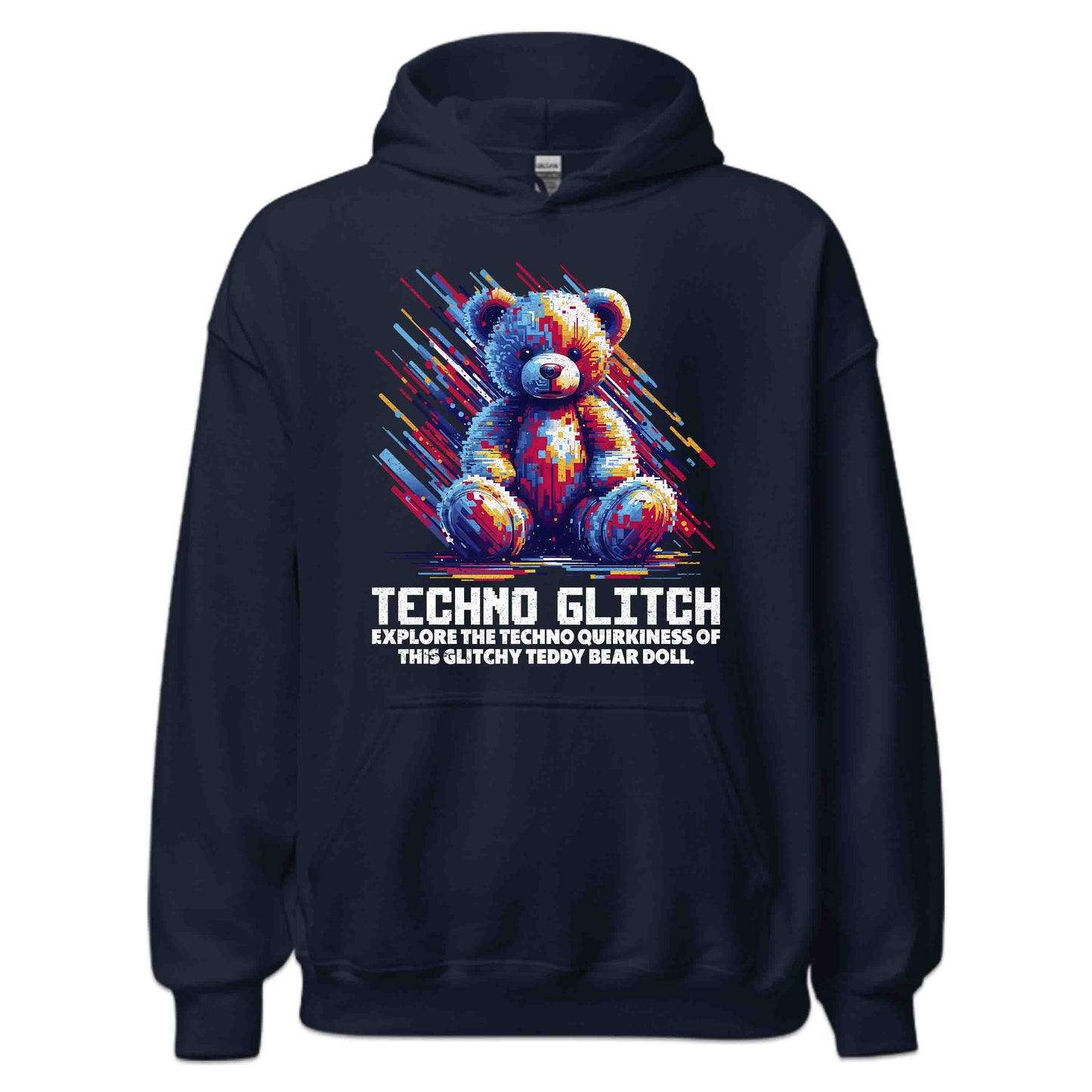 Techno Glitch Teddy Bear Futuristic Pixel Art | PRODUCT CODE: THNCGLIDYBRF