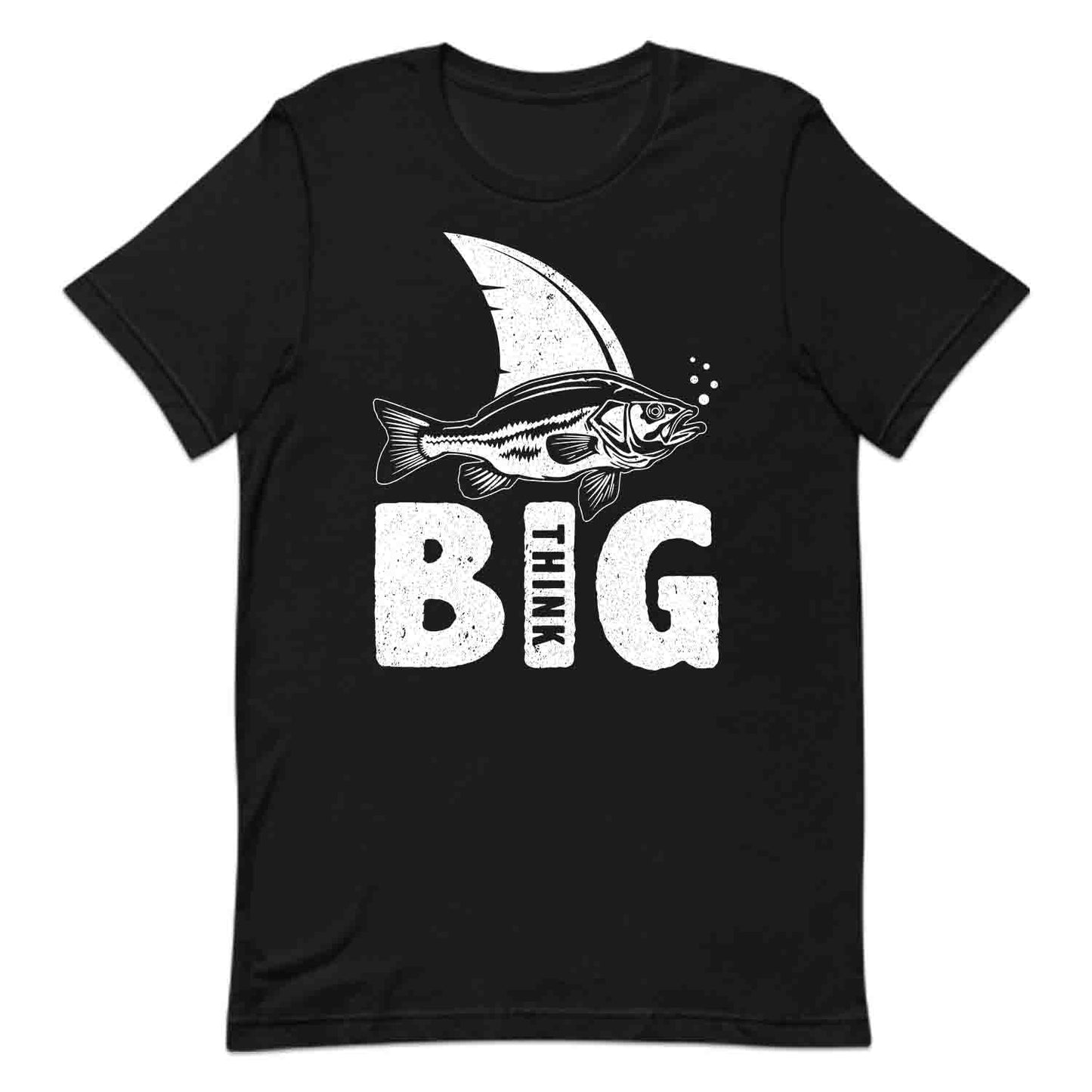 Think Big Fishing T-Shirt, Sweatshirt, Hoodie – Funny Shark Illusion & Motivational Ocean Vibes | PRODUCT CODE: THNKSUEPXGF