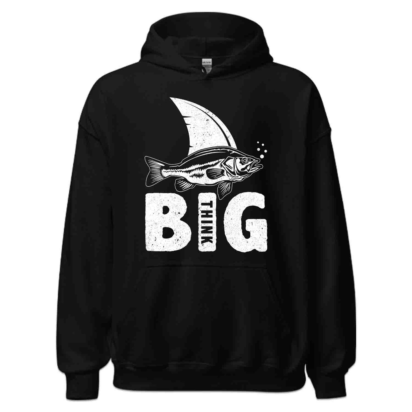 Think Big Fishing T-Shirt, Sweatshirt, Hoodie – Funny Shark Illusion & Motivational Ocean Vibes | PRODUCT CODE: THNKSUEPXGF