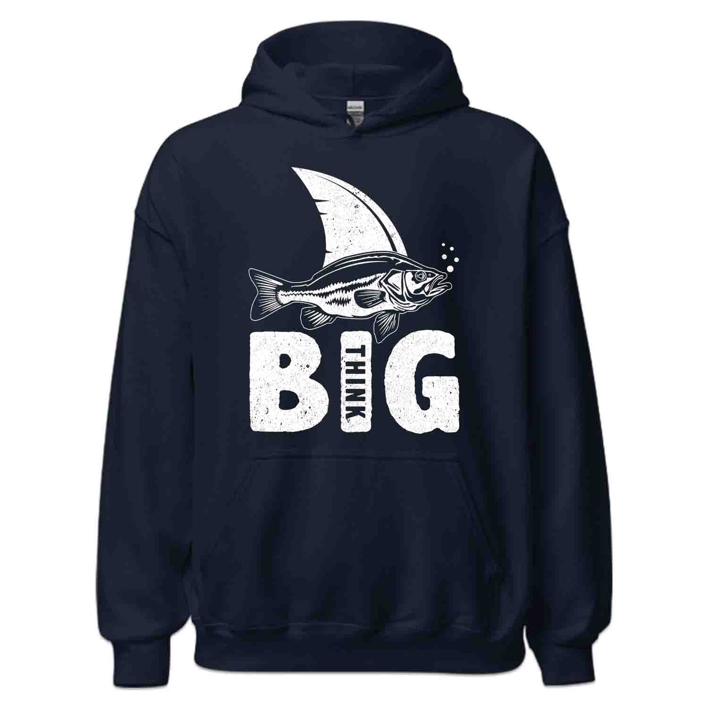 Think Big Fishing T-Shirt, Sweatshirt, Hoodie – Funny Shark Illusion & Motivational Ocean Vibes | PRODUCT CODE: THNKSUEPXGF