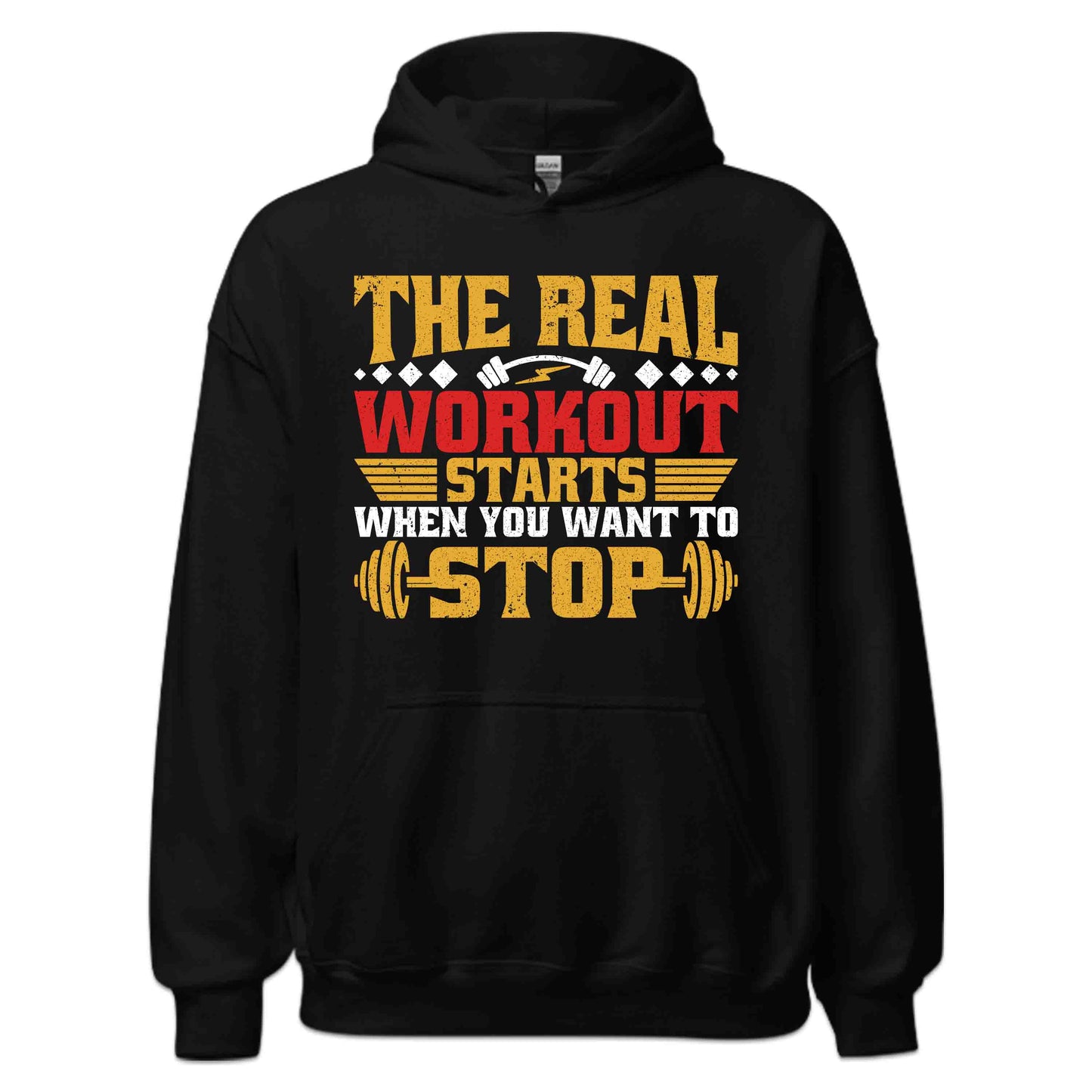 The Real Workout Starts When You Want To Stop Motivational Gym Quote | PRODUCT CODE: THRLEWKROSMG