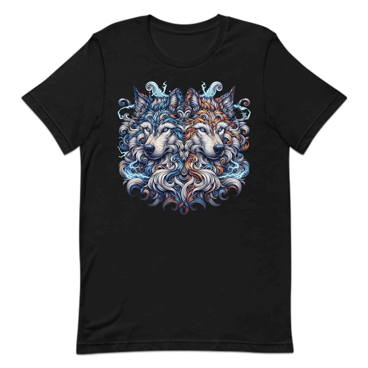 Twin Electric Wolves Gothic Tribal Wolf Spirit Mythical Fantasy Animal | PRODUCT CODE: TNWILVECGOHB