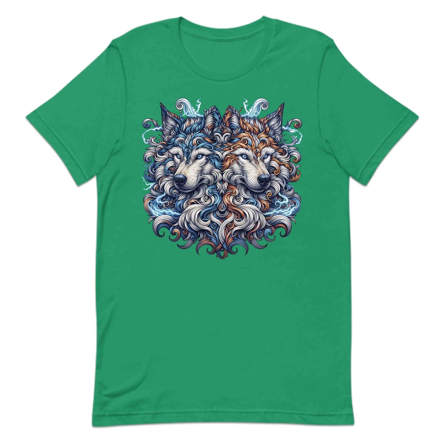 Twin Electric Wolves Gothic Tribal Wolf Spirit Mythical Fantasy Animal | PRODUCT CODE: TNWILVECGOHB