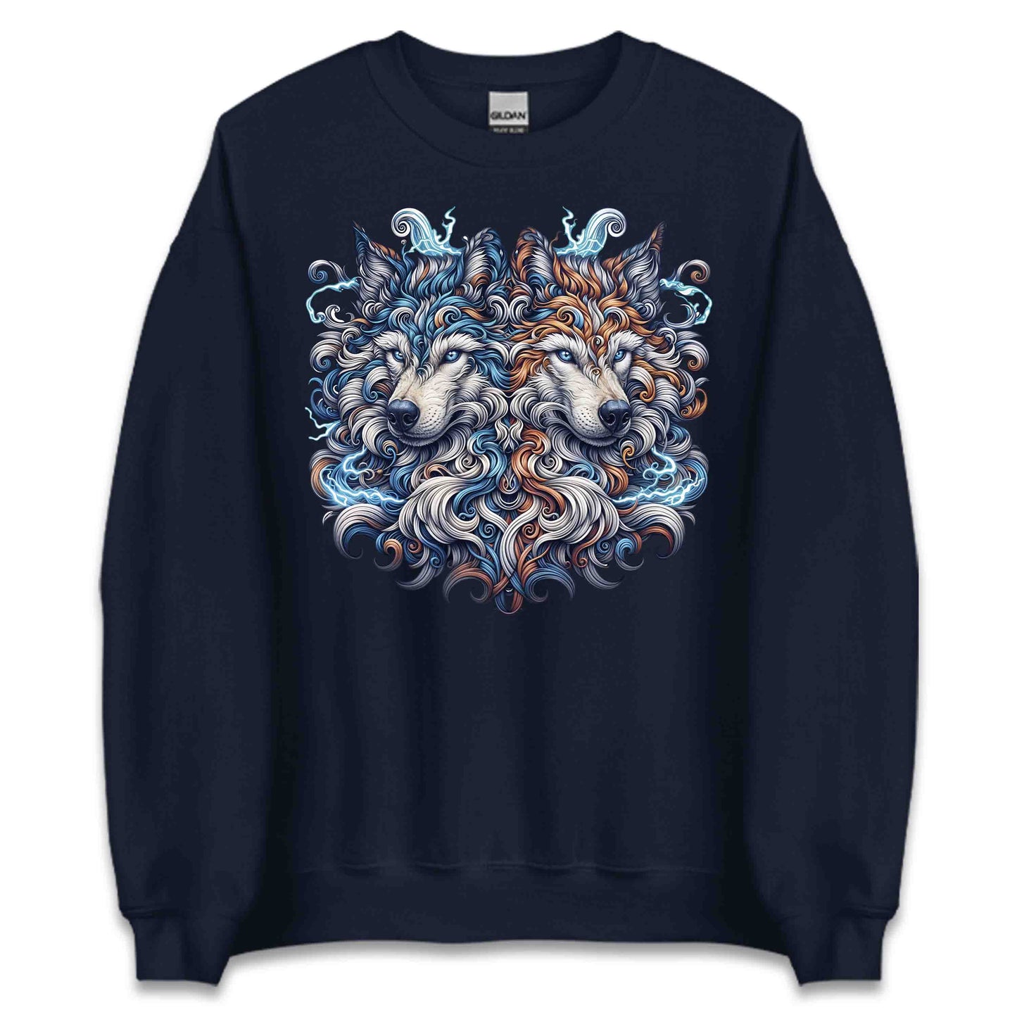 Twin Electric Wolves Gothic Tribal Wolf Spirit Mythical Fantasy Animal | PRODUCT CODE: TNWILVECGOHB