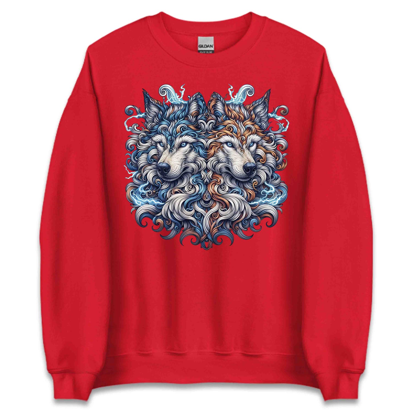 Twin Electric Wolves Gothic Tribal Wolf Spirit Mythical Fantasy Animal | PRODUCT CODE: TNWILVECGOHB