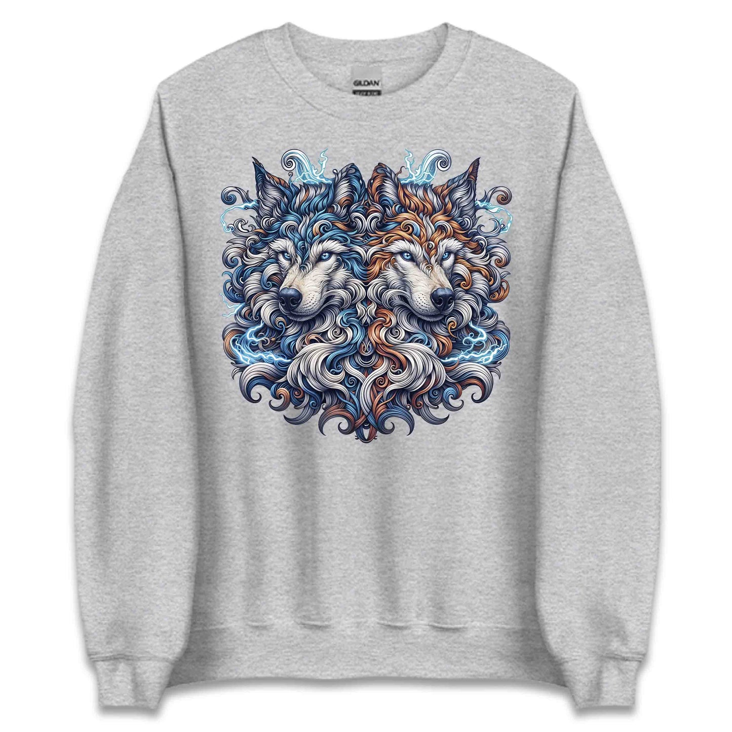 Twin Electric Wolves Gothic Tribal Wolf Spirit Mythical Fantasy Animal | PRODUCT CODE: TNWILVECGOHB