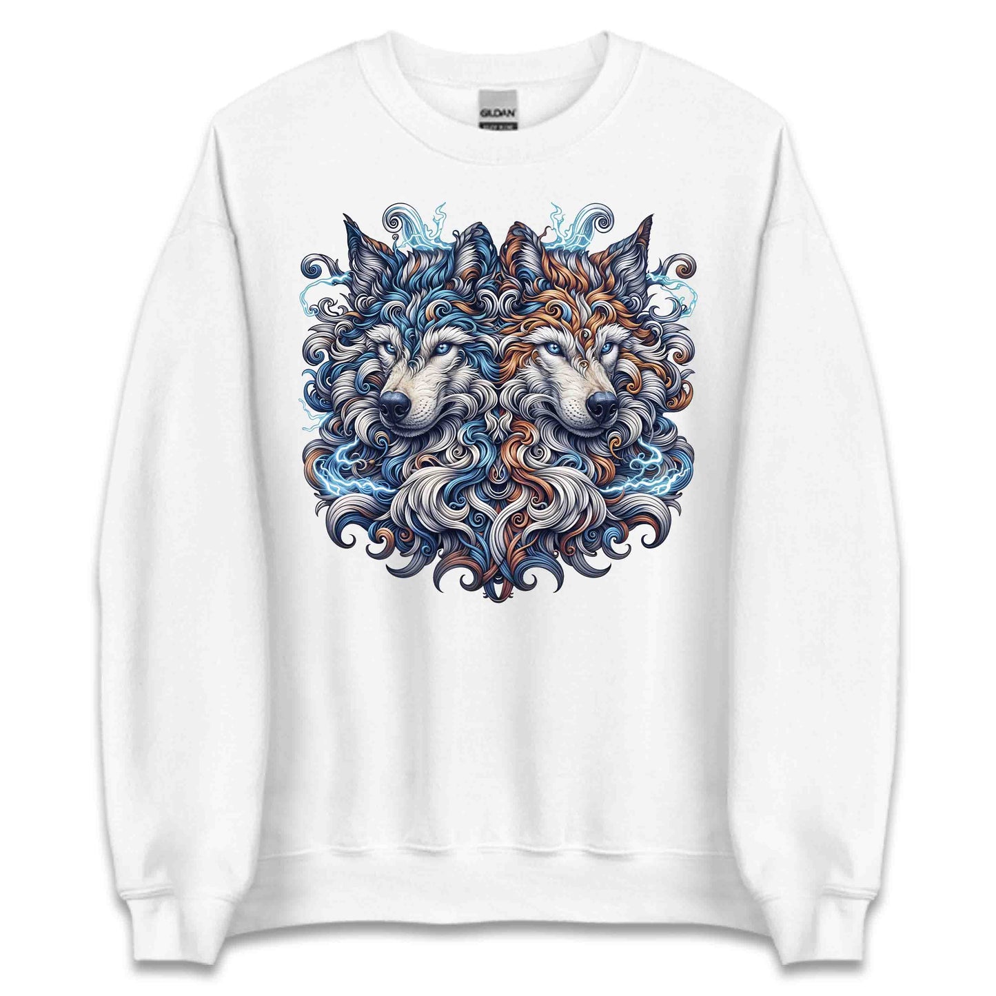 Twin Electric Wolves Gothic Tribal Wolf Spirit Mythical Fantasy Animal | PRODUCT CODE: TNWILVECGOHB