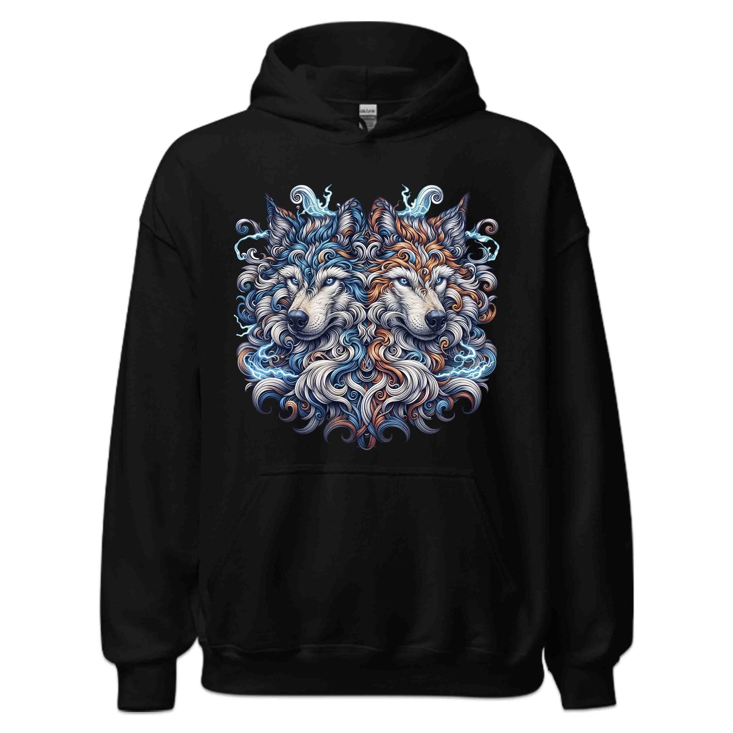 Twin Electric Wolves Gothic Tribal Wolf Spirit Mythical Fantasy Animal | PRODUCT CODE: TNWILVECGOHB