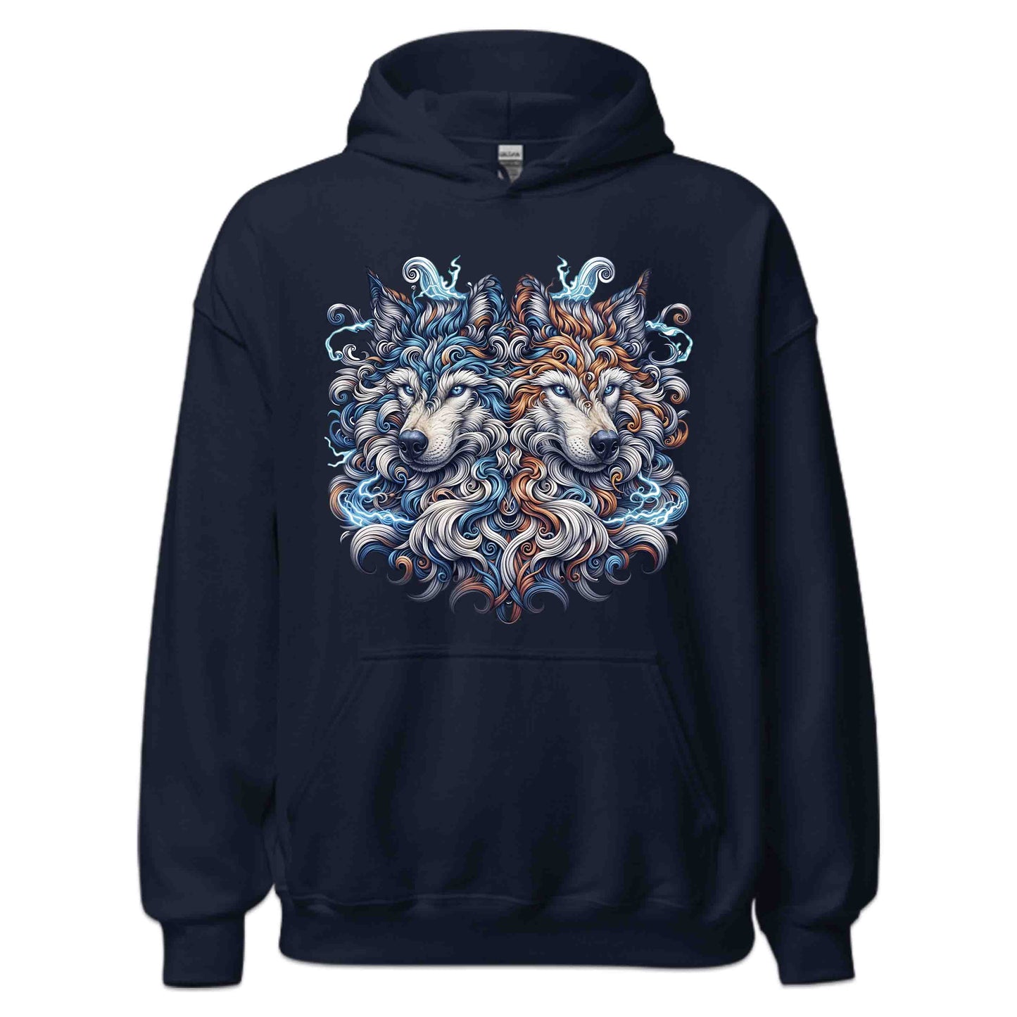 Twin Electric Wolves Gothic Tribal Wolf Spirit Mythical Fantasy Animal | PRODUCT CODE: TNWILVECGOHB