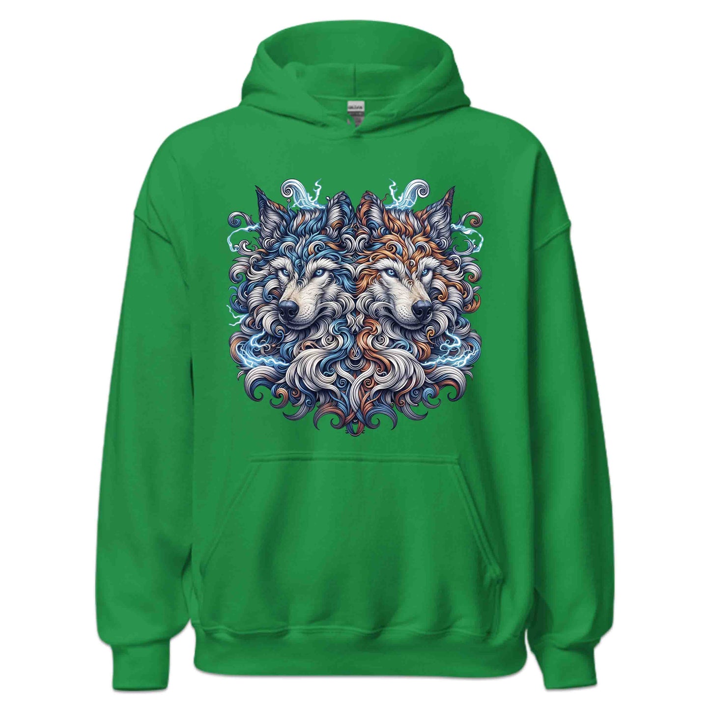Twin Electric Wolves Gothic Tribal Wolf Spirit Mythical Fantasy Animal | PRODUCT CODE: TNWILVECGOHB