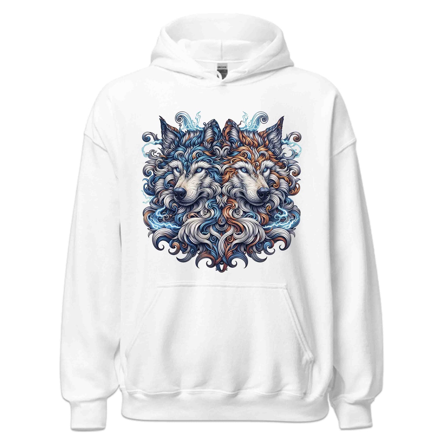 Twin Electric Wolves Gothic Tribal Wolf Spirit Mythical Fantasy Animal | PRODUCT CODE: TNWILVECGOHB
