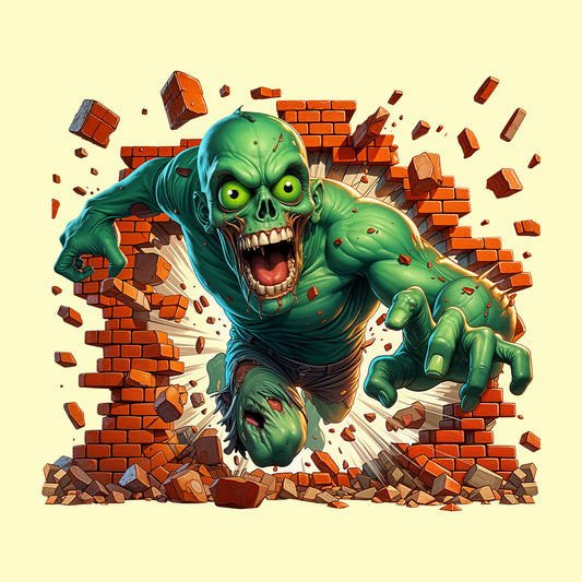 Terrifying Zombie Breaking Through Brick Wall 3D Realistic Horror Creepy | PRODUCT CODE: TRFNZMBDWVLA