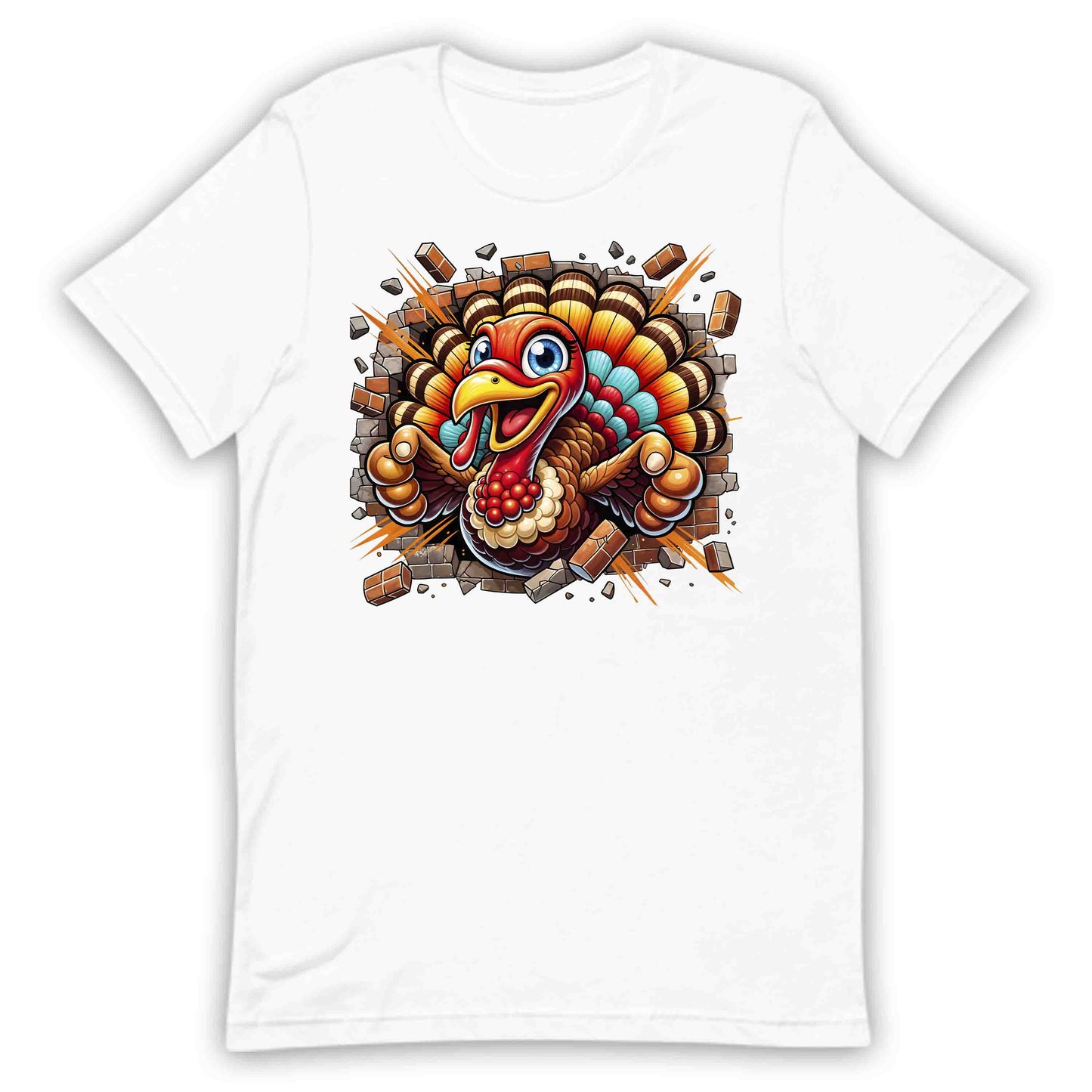 Turkey Breaking Through Brick Wall 3D Realistic Hilarious Cartoon Turkey | PRODUCT CODE: TRKBGNKCROH
