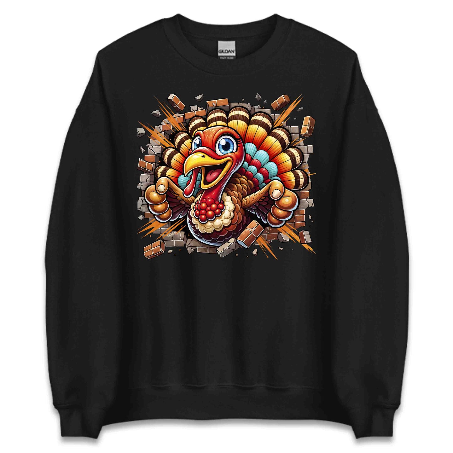 Turkey Breaking Through Brick Wall 3D Realistic Hilarious Cartoon Turkey | PRODUCT CODE: TRKBGNKCROH