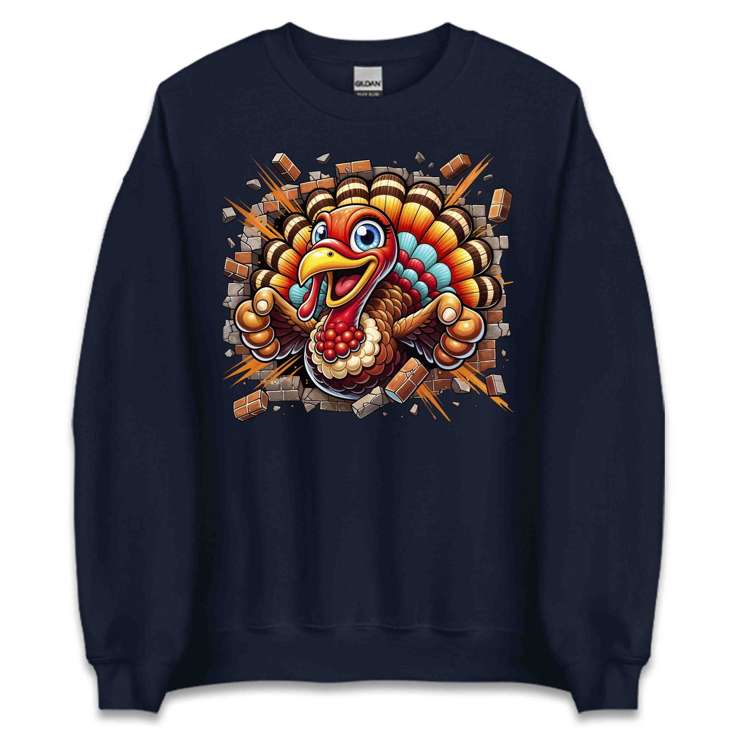 Turkey Breaking Through Brick Wall 3D Realistic Hilarious Cartoon Turkey | PRODUCT CODE: TRKBGNKCROH