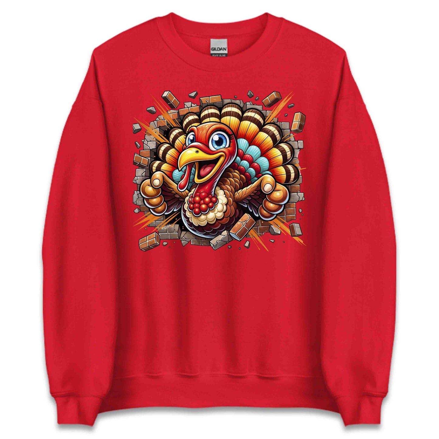 Turkey Breaking Through Brick Wall 3D Realistic Hilarious Cartoon Turkey | PRODUCT CODE: TRKBGNKCROH