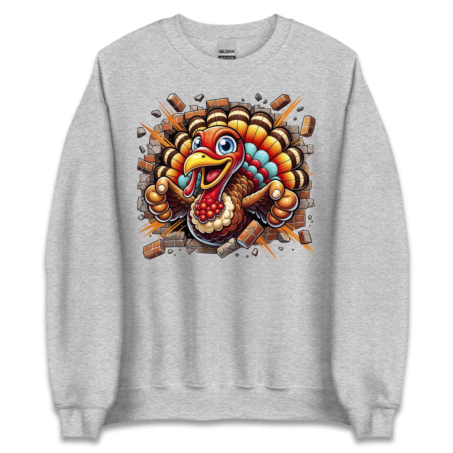 Turkey Breaking Through Brick Wall 3D Realistic Hilarious Cartoon Turkey | PRODUCT CODE: TRKBGNKCROH