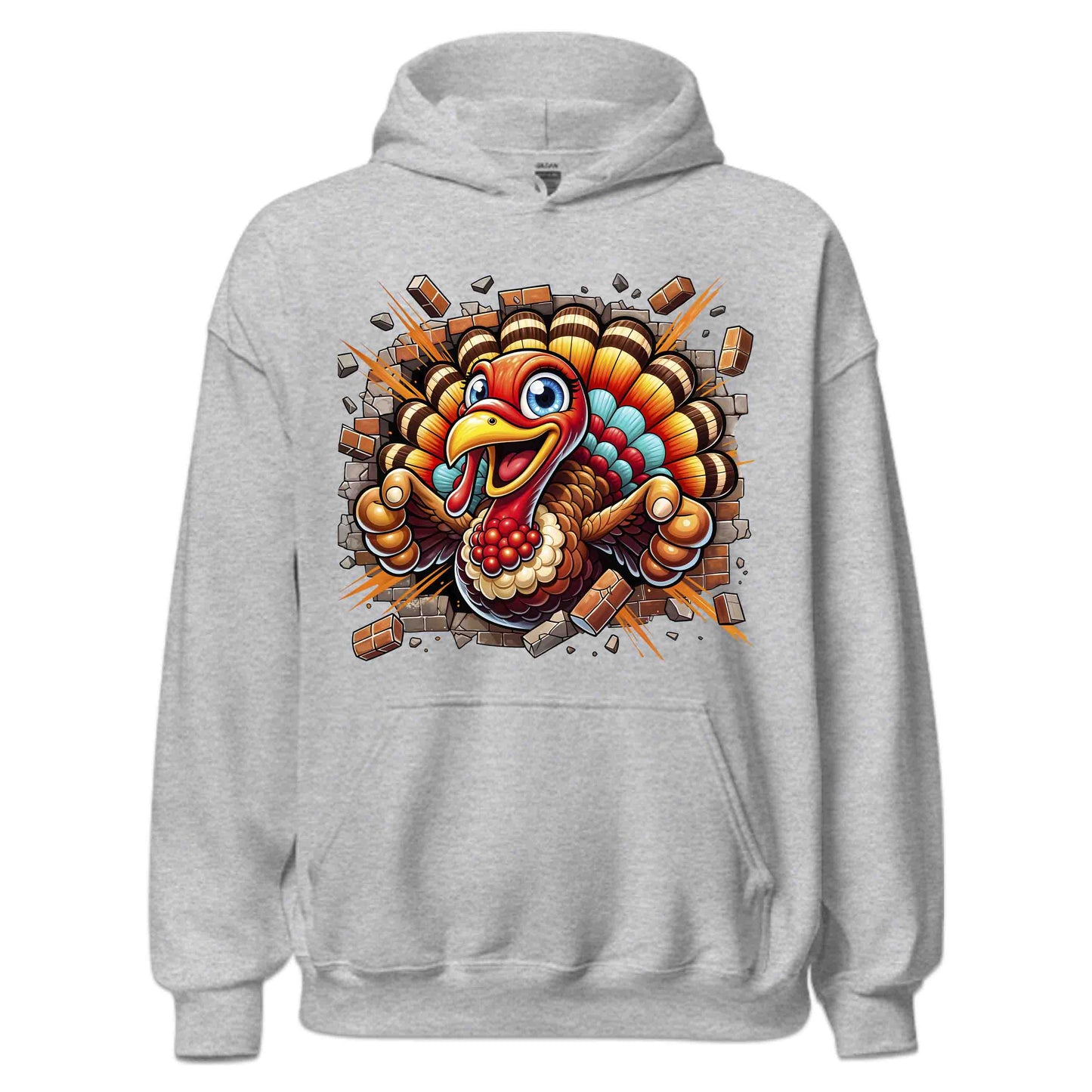 Turkey Breaking Through Brick Wall 3D Realistic Hilarious Cartoon Turkey | PRODUCT CODE: TRKBGNKCROH