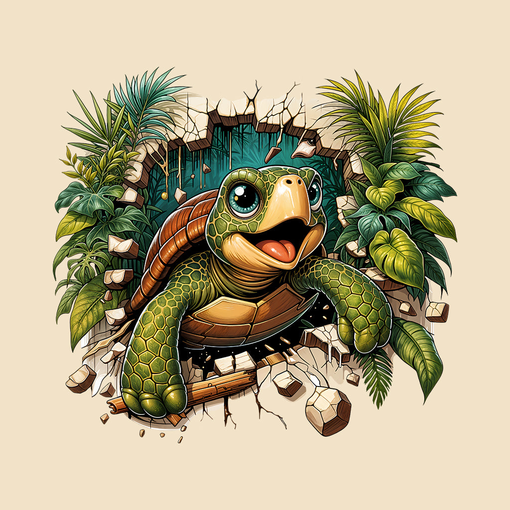 Turtle Breaking Through Wall Realistic 3D Turtle | PRODUCT CODE: TRLBKNGOCNLV