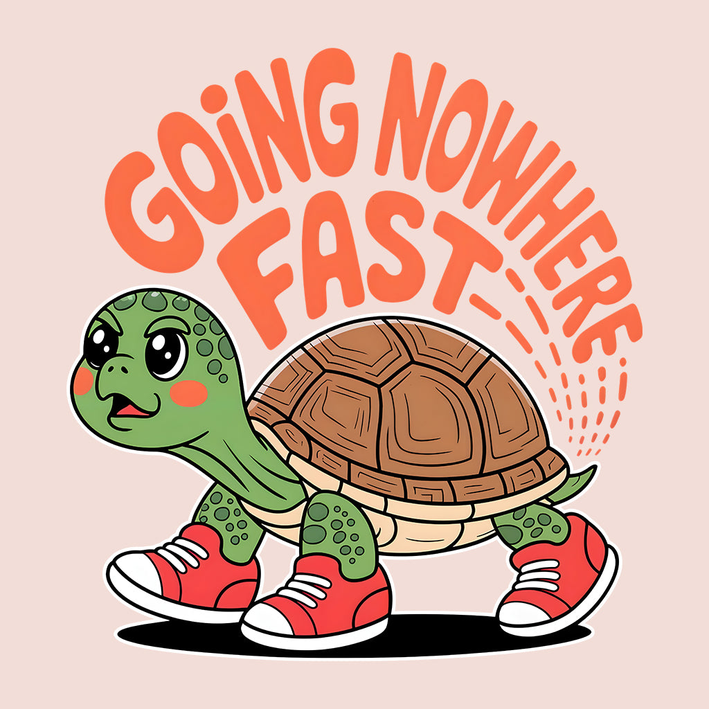 Turtle Going Nowhere Fast T-Shirt, Sneaker Tortoise Lazy Vibes Tee, Sarcastic Procrastinator Shirt | PRODUCT CODE: TSERWXVC