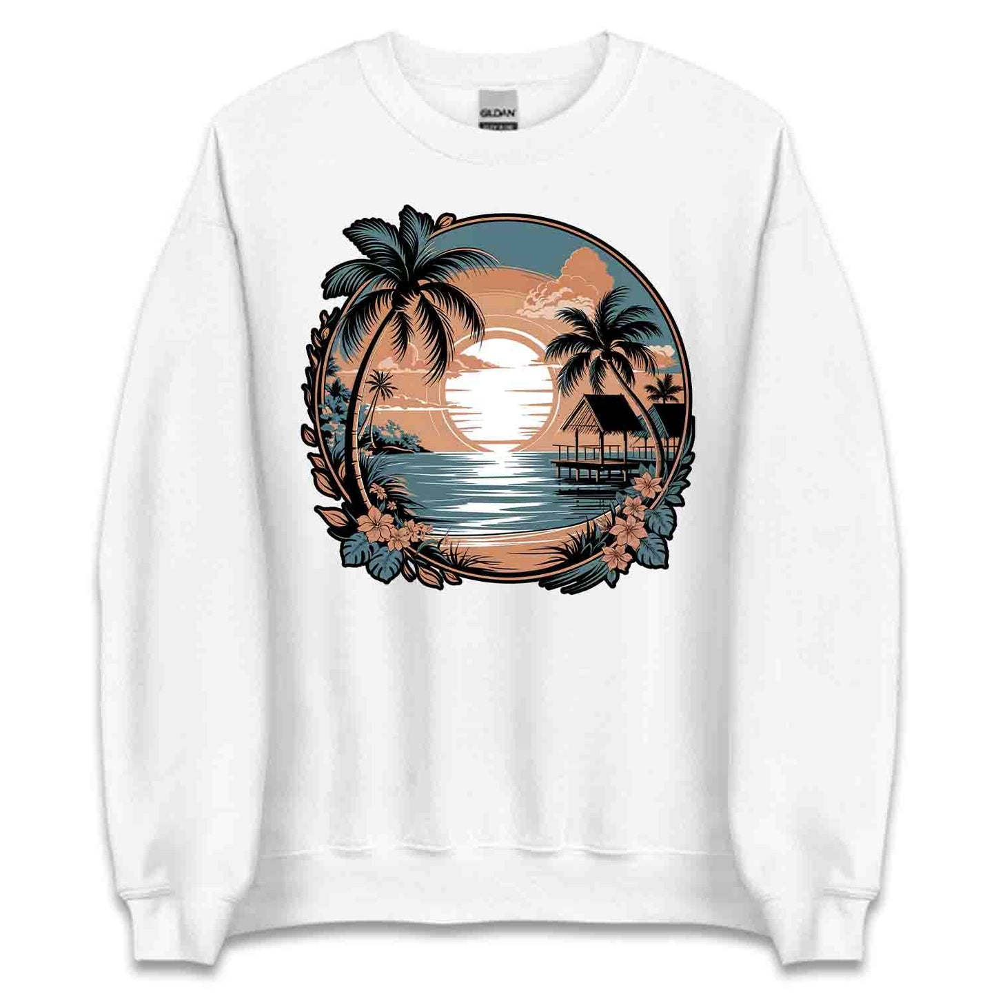 Tropical Sunset T-Shirt, Vintage Beach Sweatshirt, Island Paradise Hoodie | PRODUCT CODE: TWEOIHASIV
