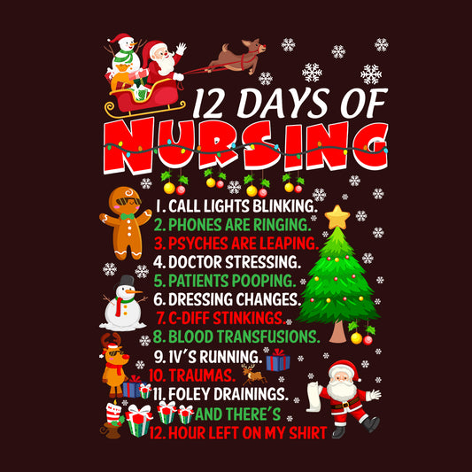 12 Days Of Nursing Christmas Festive Xmas Nurse | PRODUCT CODE: TWLDYSFNRGC