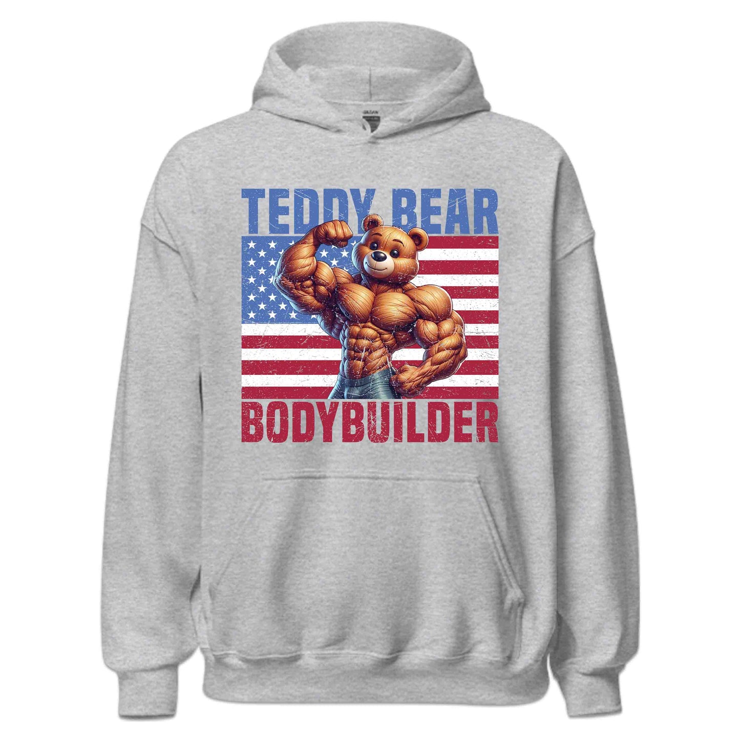 Teddy Bear Bodybuilder with USA Flag Patriotic Fitness Fanatics | PRODUCT CODE: TYDBROULERBF