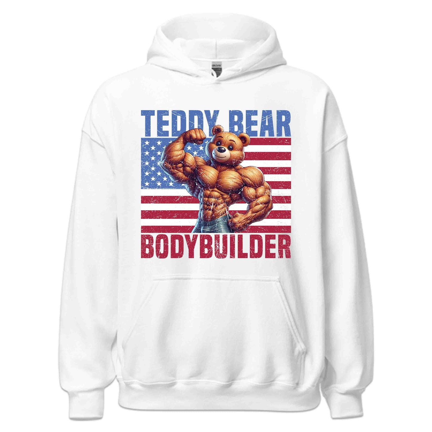 Teddy Bear Bodybuilder with USA Flag Patriotic Fitness Fanatics | PRODUCT CODE: TYDBROULERBF