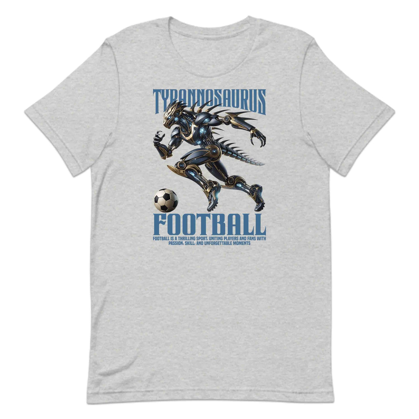 Tyrannosaurus Football Futuristic Robotic Dinosaur Epic T-Rex Soccer | PRODUCT CODE: TYRNDFTOBLAU