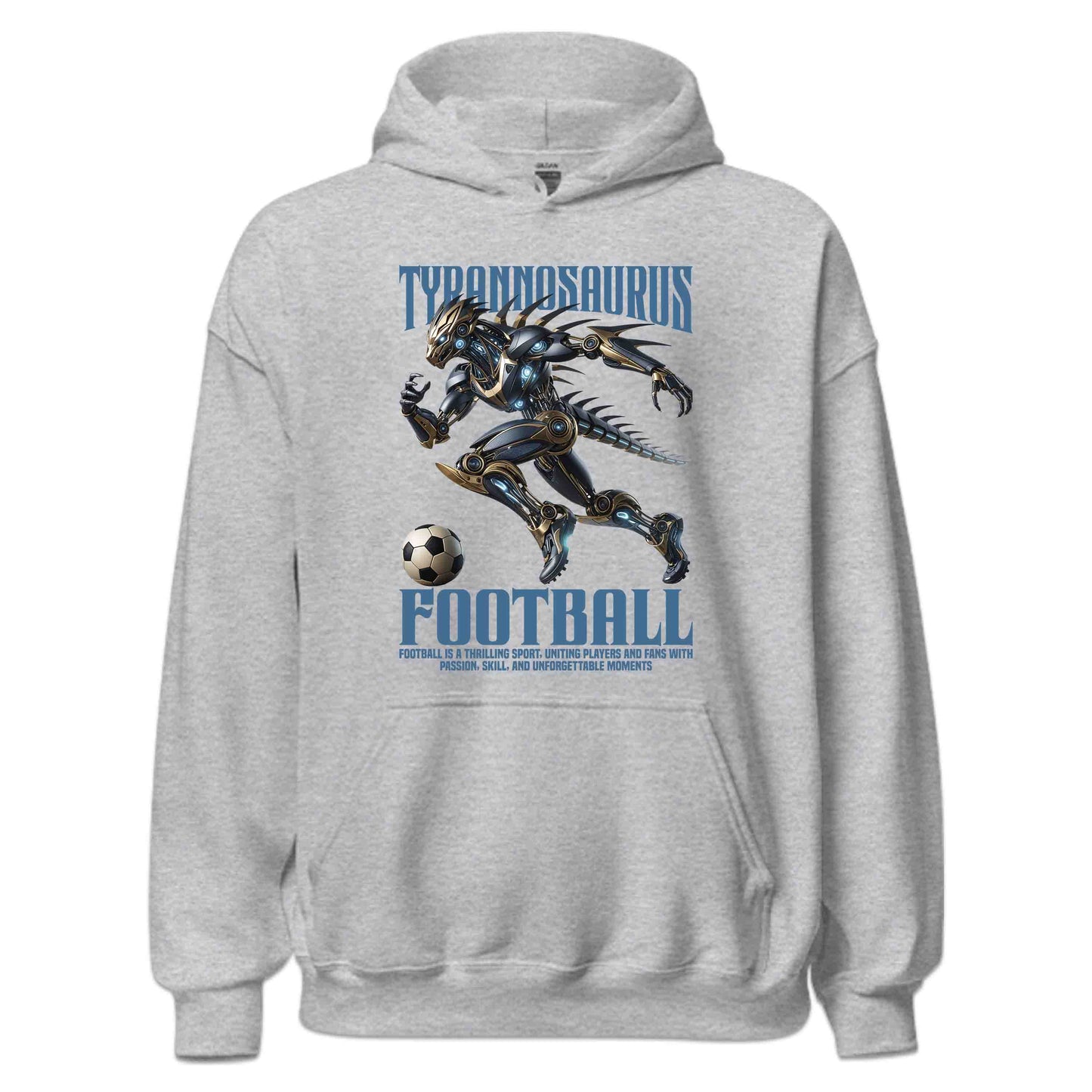 Tyrannosaurus Football Futuristic Robotic Dinosaur Epic T-Rex Soccer | PRODUCT CODE: TYRNDFTOBLAU