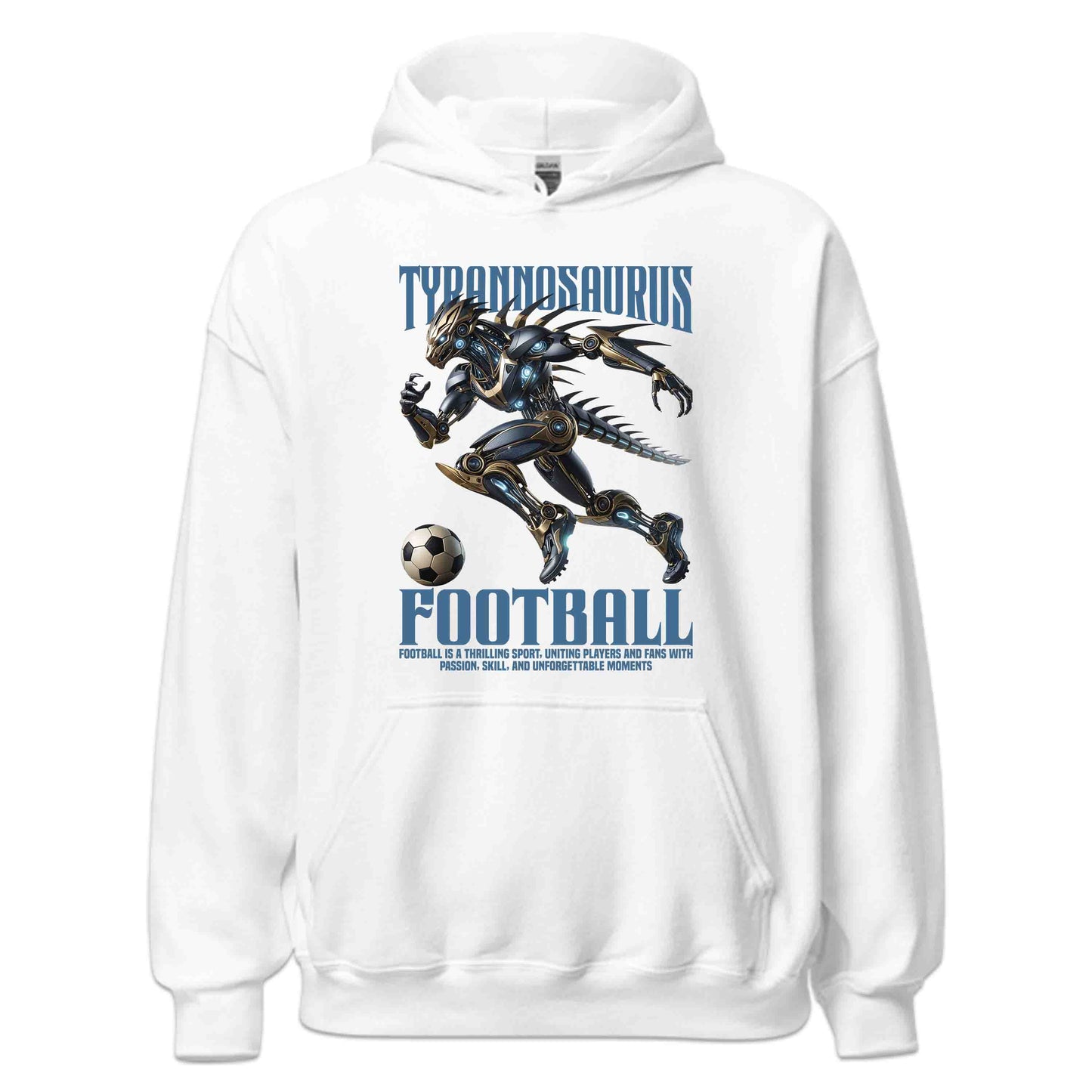 Tyrannosaurus Football Futuristic Robotic Dinosaur Epic T-Rex Soccer | PRODUCT CODE: TYRNDFTOBLAU