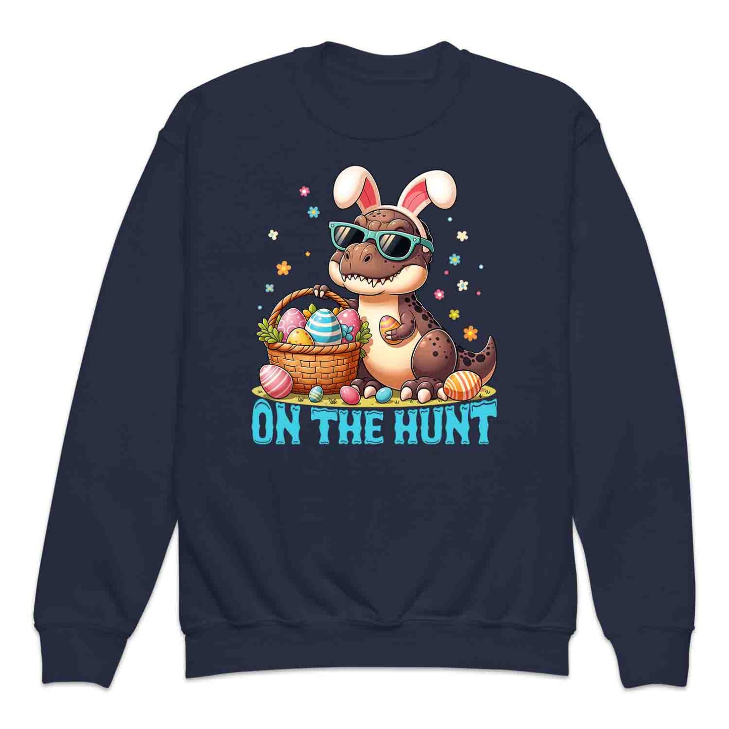 Easter Dinosaur Kids T-Shirt | Bunny-Eared T-Rex & Eggs Kids Jumper | Dino Egg Hunt Hoodie | PRODUCT CODE: UIWERMXCVA