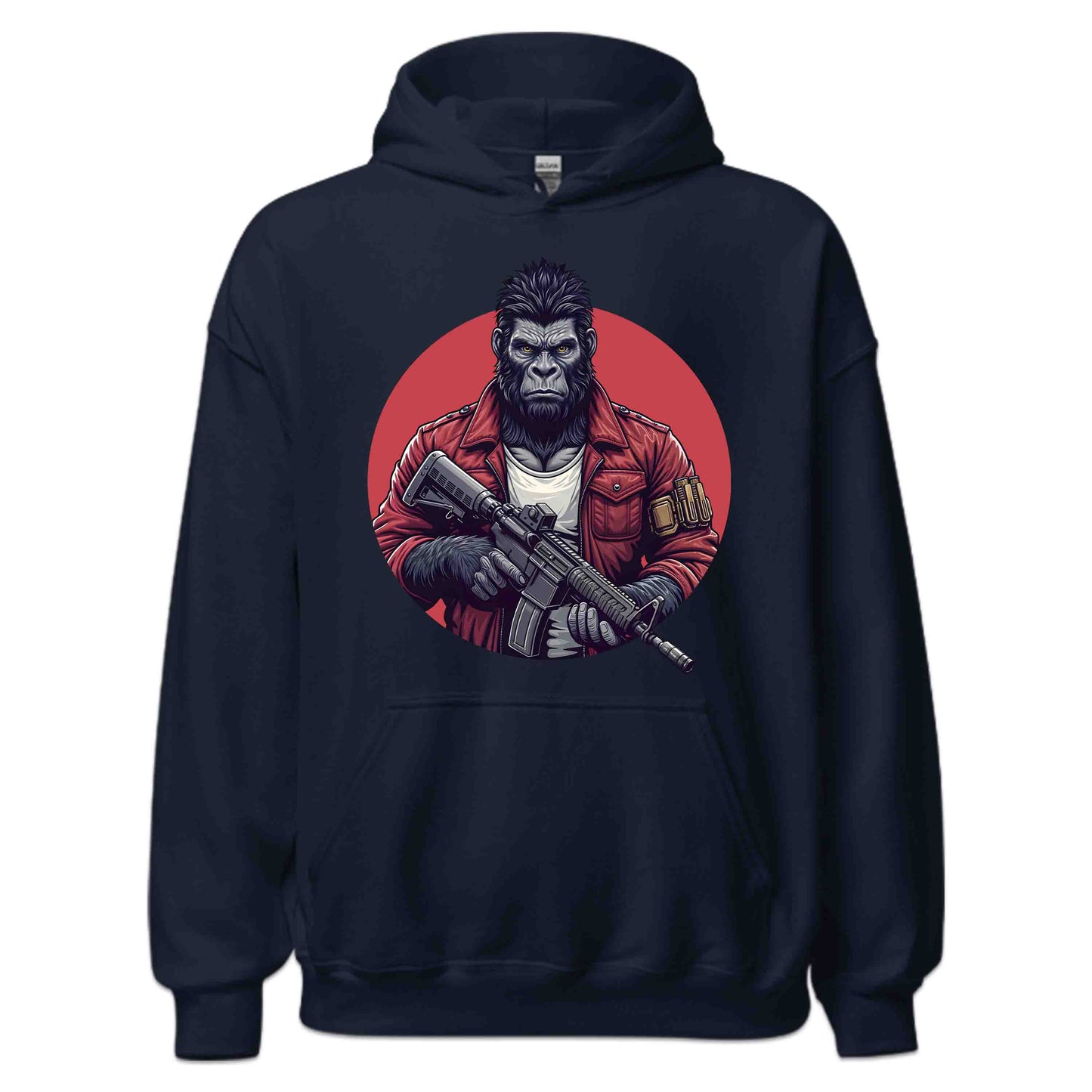 Military Style Gorilla Fierce Ape in Red Jacket Holding Rifle | PRODUCT CODE: URBGOLAMTWNP