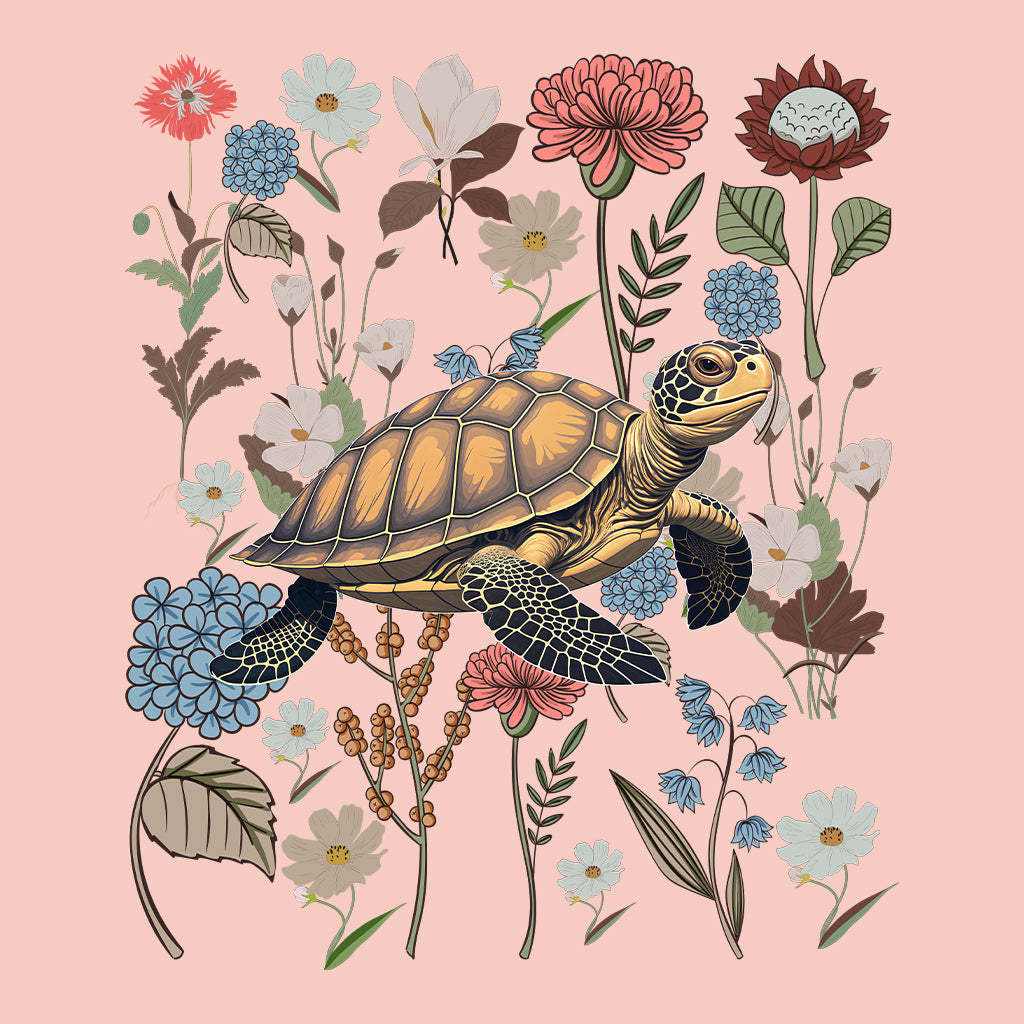 Vintage Floral Sea Turtle | PRODUCT CODE: VGTFLOSERT
