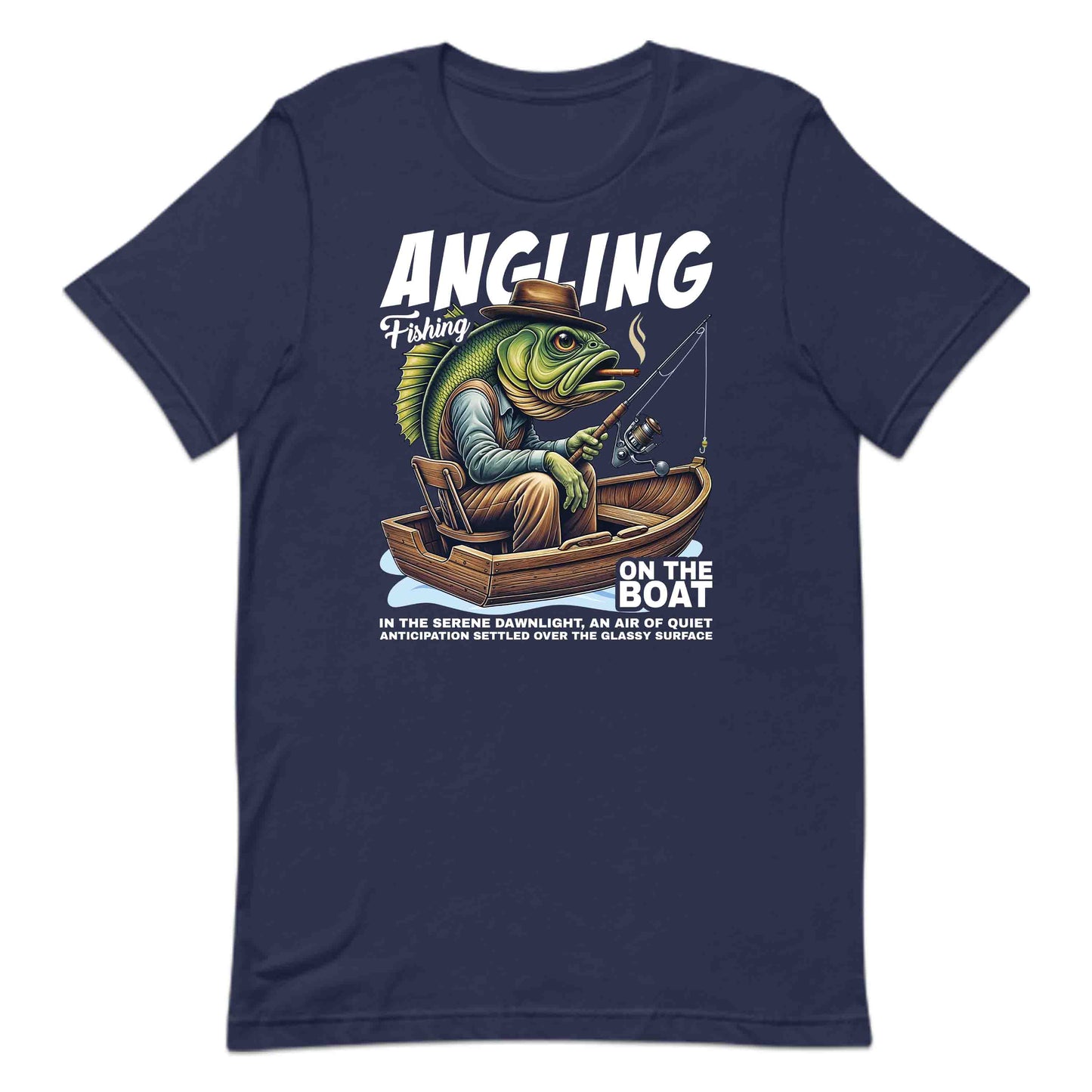 Vintage Angler Fishing Artistic Fish in Boat Smoking Cigar | PRODUCT CODE: VNAGLREFHGATB