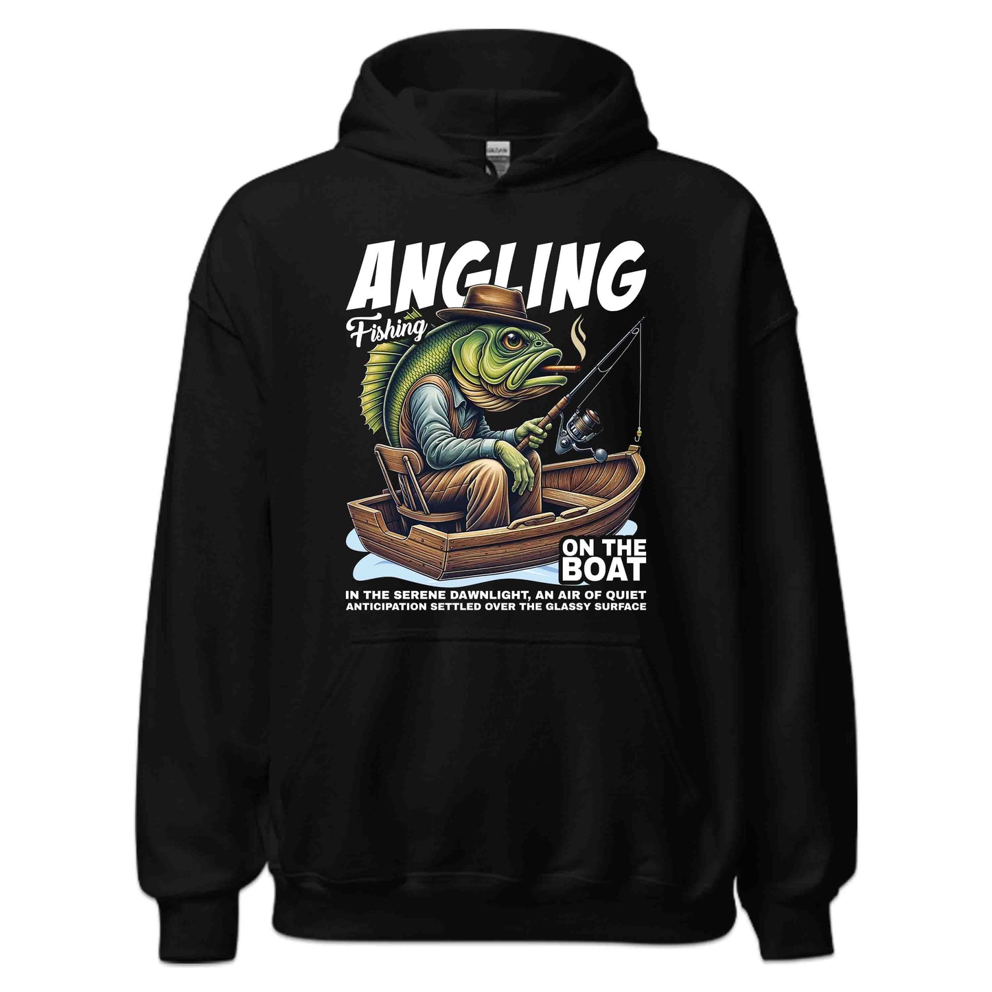 Vintage Angler Fishing Artistic Fish in Boat Smoking Cigar | PRODUCT CODE: VNAGLREFHGATB