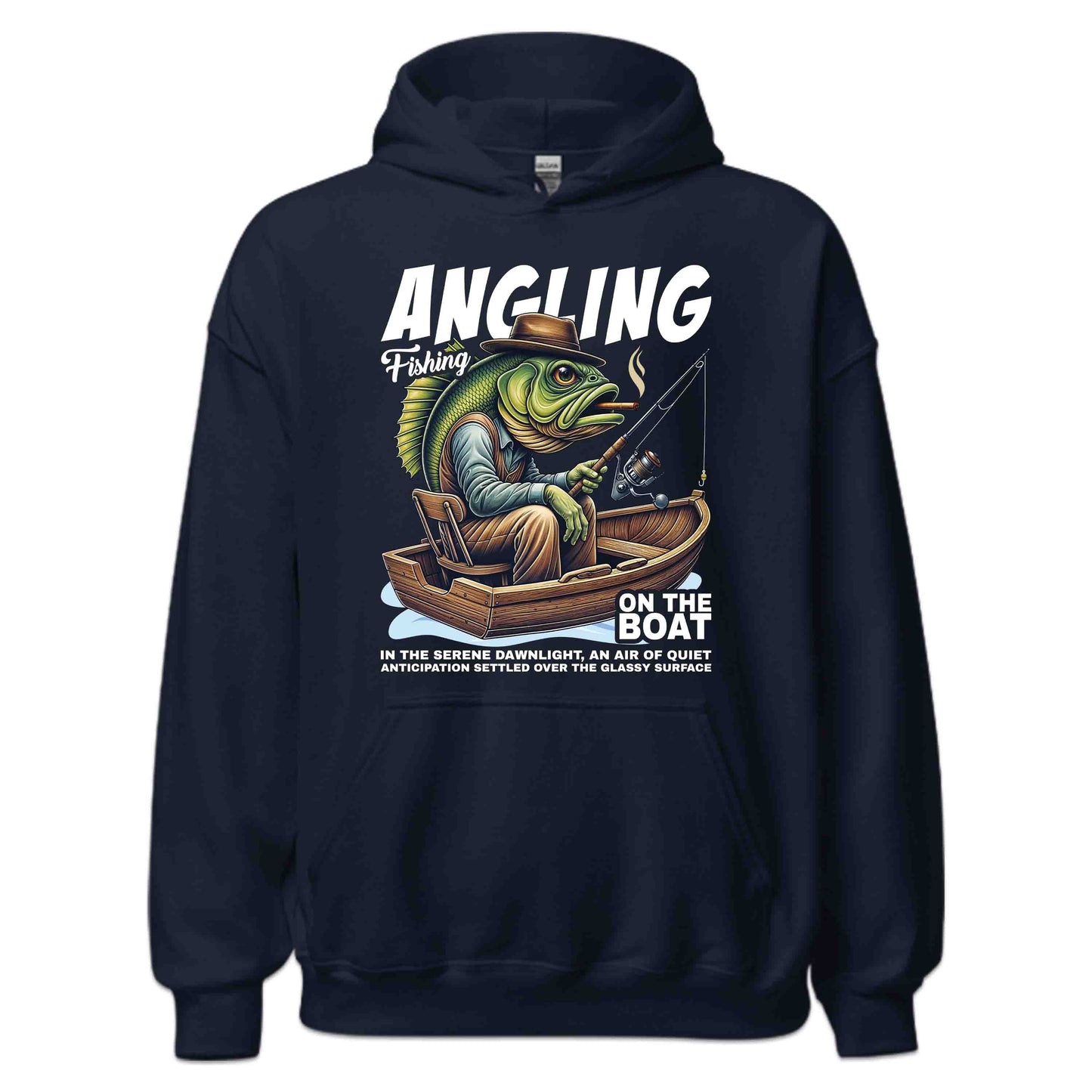 Vintage Angler Fishing Artistic Fish in Boat Smoking Cigar | PRODUCT CODE: VNAGLREFHGATB