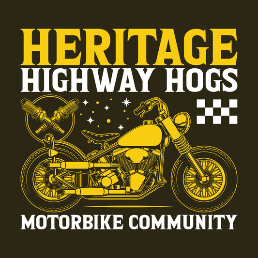 Vintage Heritage Highway Hogs TMotorcycle Community Classic Biker Style | PRODUCT CODE: VNGTHEWYSAONB