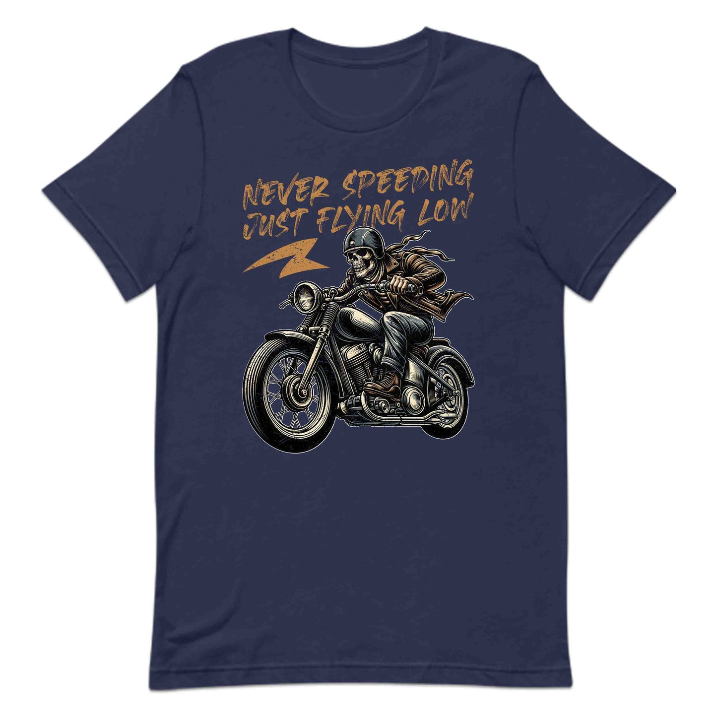 Vintage Skull Rider Never Speeding Just Flying Low Retro Skeleton Biker | PRODUCT CODE: VTGNSKBVSICEK