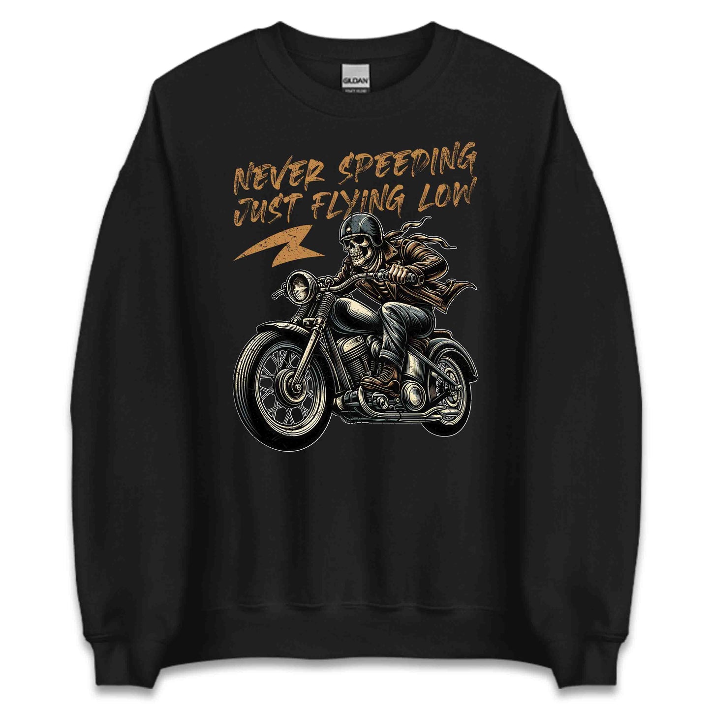Vintage Skull Rider Never Speeding Just Flying Low Retro Skeleton Biker | PRODUCT CODE: VTGNSKBVSICEK