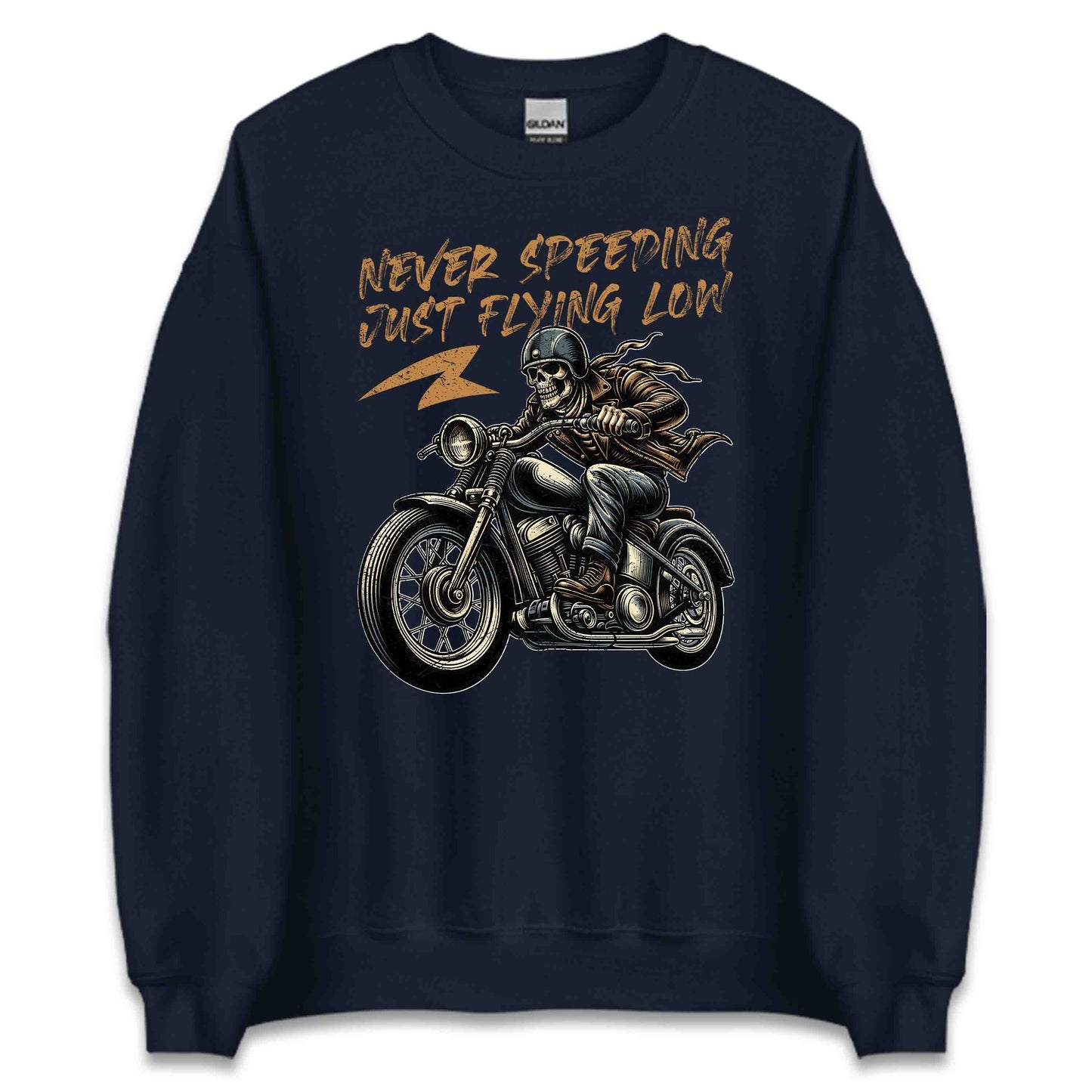 Vintage Skull Rider Never Speeding Just Flying Low Retro Skeleton Biker | PRODUCT CODE: VTGNSKBVSICEK