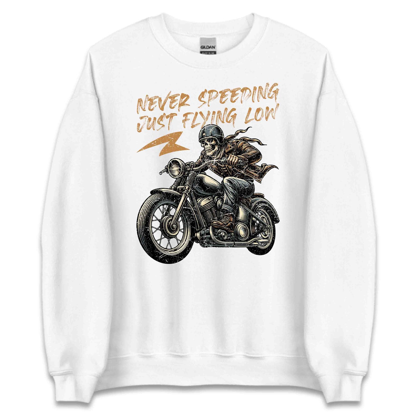Vintage Skull Rider Never Speeding Just Flying Low Retro Skeleton Biker | PRODUCT CODE: VTGNSKBVSICEK