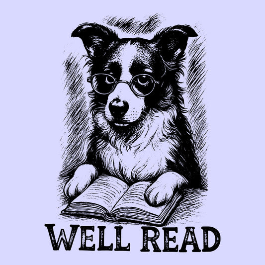 Well-Read Dog T-Shirt – Bookish Border Collie Hoodie & Literary Pet Sweatshirt | PRODUCT CODE: WBDSUIEWR