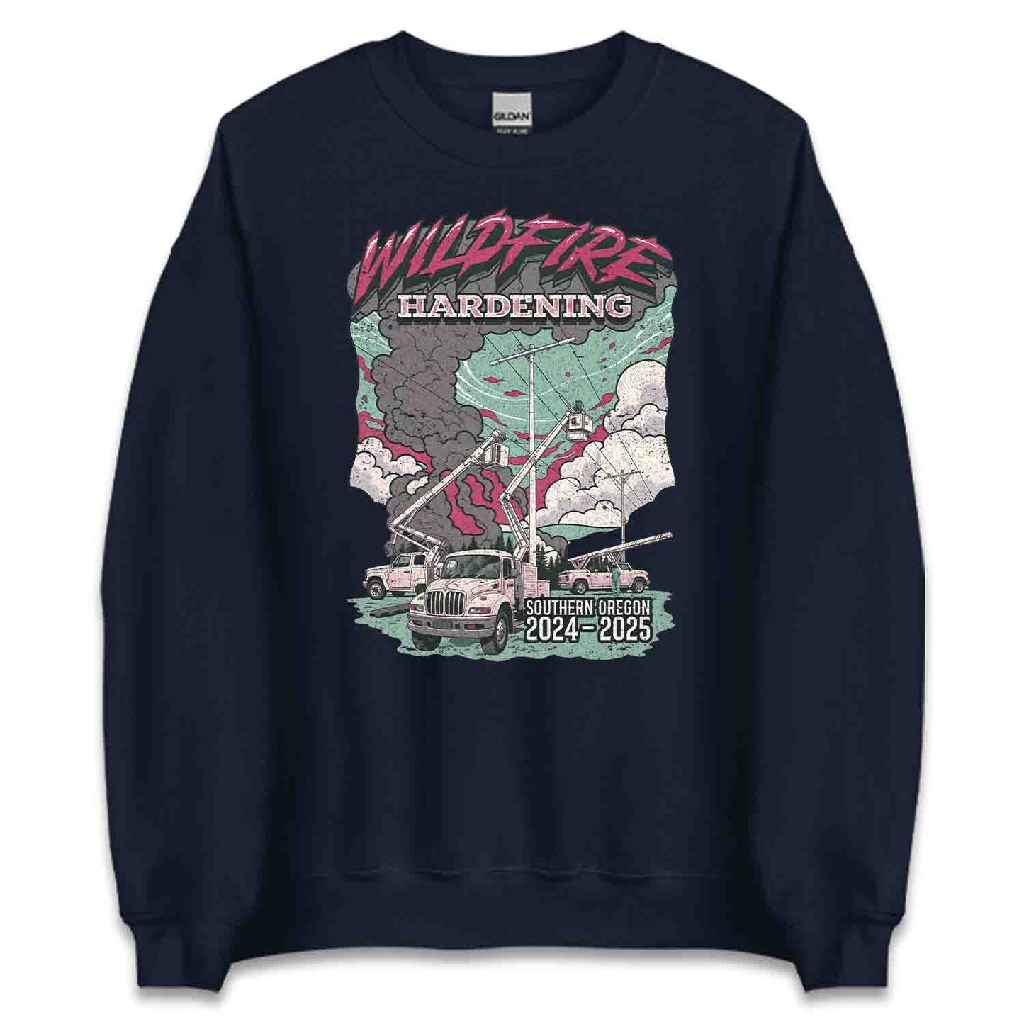 Wildfire Hardening Lineman T-Shirt, Utility Crew Sweatshirt, Power Line Worker Hoodie | PRODUCT CODE: WICLDUENBCP