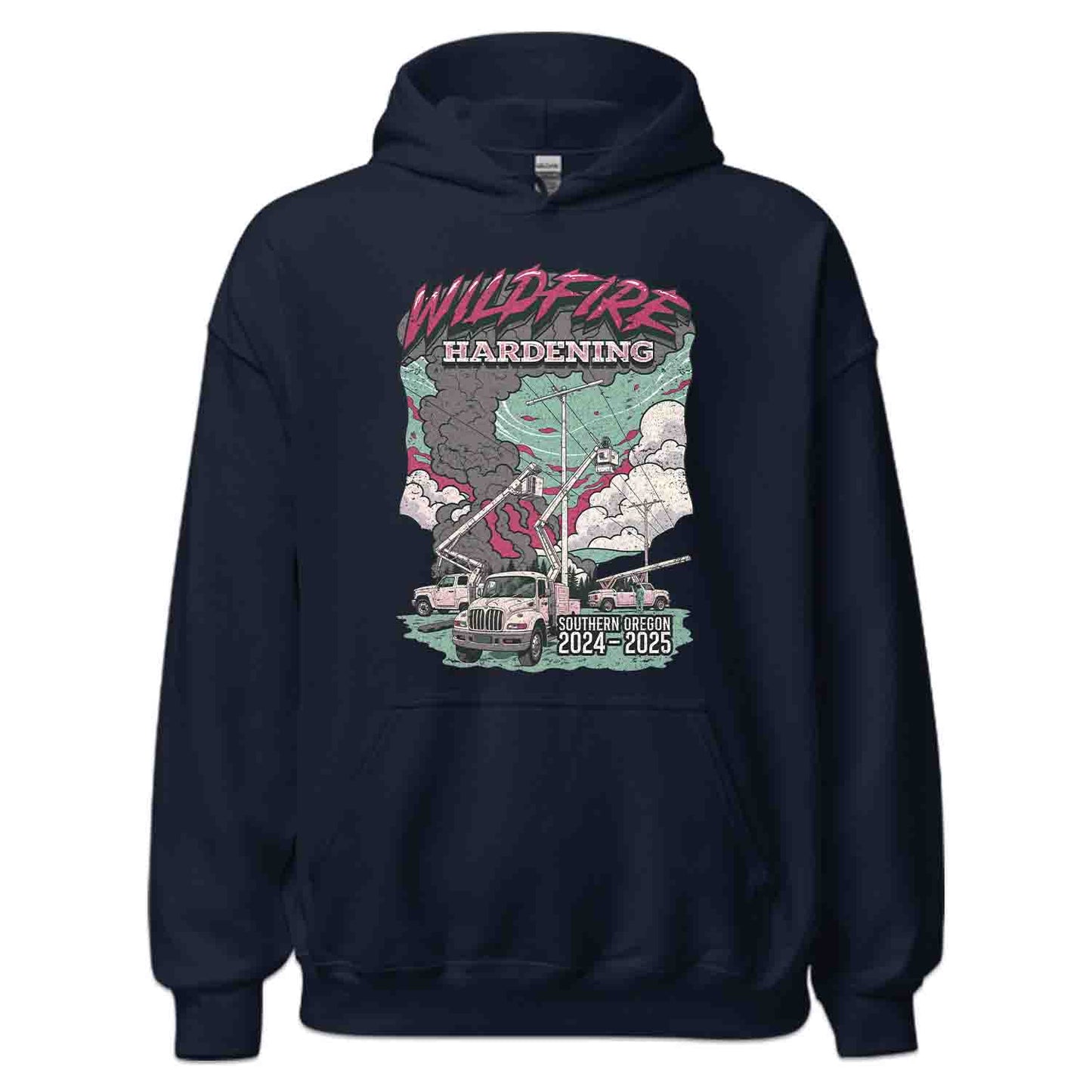 Wildfire Hardening Lineman T-Shirt, Utility Crew Sweatshirt, Power Line Worker Hoodie | PRODUCT CODE: WICLDUENBCP